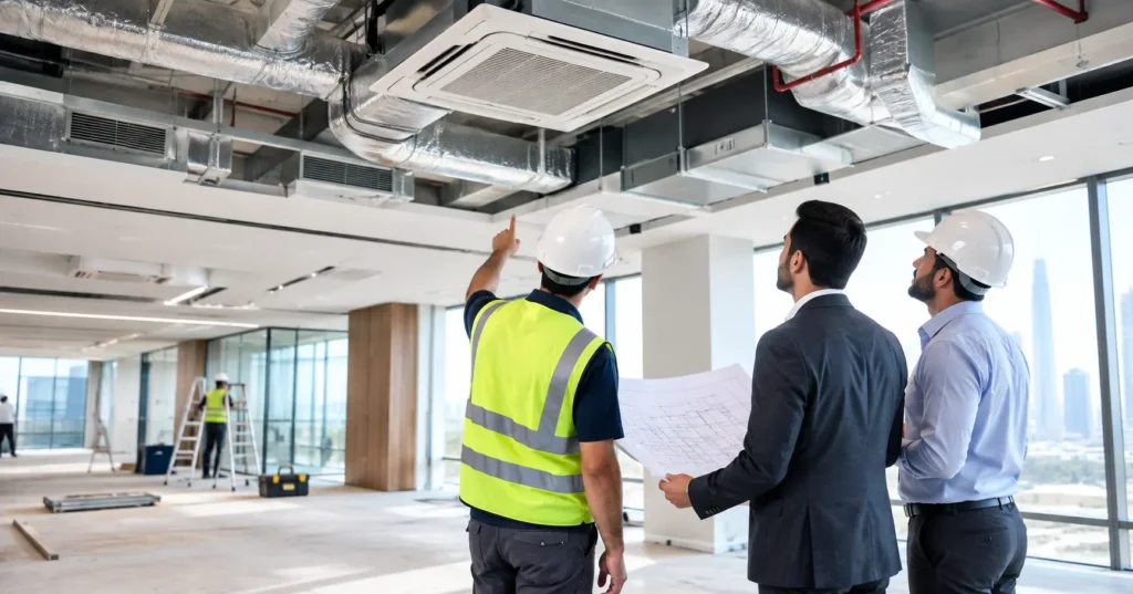 HVAC inspection in modern office renovation services dubai