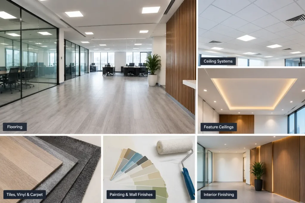Office flooring, ceiling systems and interior finishing in Dubai